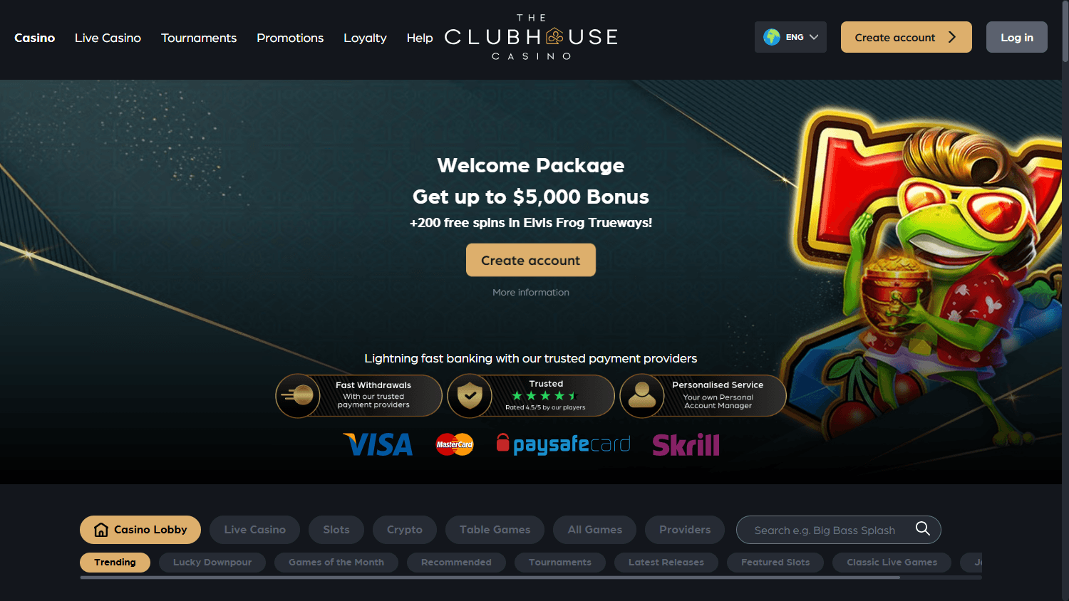 The Clubhouse Casino Desktop screenshot